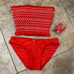 Xhilaration Red & White Bikini